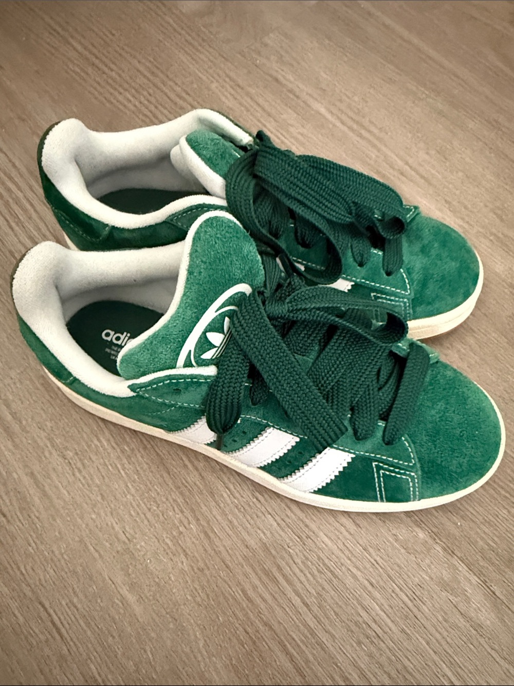 Adidas Campus Green Suede Sneakers with White Stripes